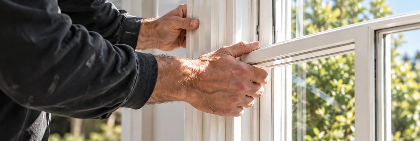 A contractor fitting a replacement window